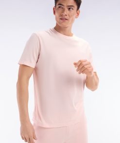 Eden Park Homme Men's T-shirt En Coton Rose Pâle Surteint Coupe Décontractée
