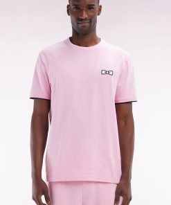 Eden Park Homme Men's T-shirt En Coton Rose Broderie Nœud Papillon Coupe Décontractée