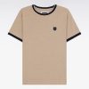 Eden Park Homme Men's T-shirt En Coton Stretch Beige Coupe Ajustée