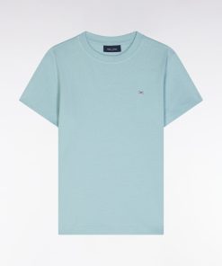 Eden Park Enfant Men's T-shirt En Coton Vert D'eau Nœud Papillon Dos Coupe Droite