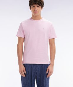 Eden Park Homme Men's T-shirt En Jersey De Coton Slub Rose Coupe Droite