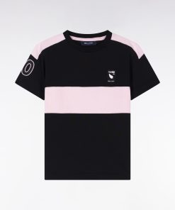 Eden Park Enfant Men's T-shirt Nouvelle Zélande En Coton Noir Coupe Droite