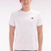 Eden Park Homme Men's T-shirt Uni En Coton Blanc Bordures De Manches Colorées Coupe Droite