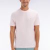 Eden Park Homme Men's T-shirt Rose Pâle Uni En Lyocell Et Coton Coupe Droite