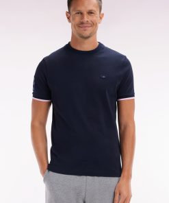 Eden Park Homme Men's T-shirt Xv De France En Coton Marine Broderie 10 Coupe Droite