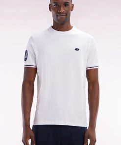 Eden Park Homme Men's T-shirt Xv De France En Coton Blanc Broderie 10 Coupe Droite