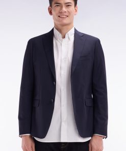 Eden Park Homme Men's Veste À Fines Rayures En Laine Stretch Mélangée Marine