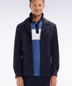 Eden Park Homme Men's Veste Surchemise À Poches Plaquées Bleu Marine