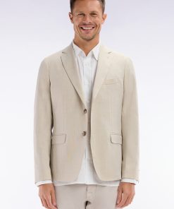 Eden Park Homme Men's Veste En Fil Teint De Laine Et Lin Stretch Mélangés Beige