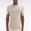 Eden Park Homme Men's T-shirt Uni En Lin Stretch Beige Coupe Droite