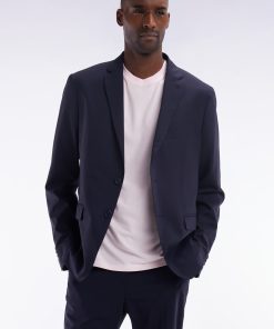 Eden Park Homme Men's Veste 2 Boutons En Laine Stretch Mélangée Marine