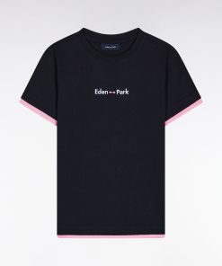 Enfant Men's T-shirt En Coton Marine À Manches Courtes Broderie Eden Park