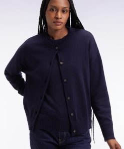 Eden Park Femme Men's Cardigan En Laine Et Coton Marine Coupe Relaxed