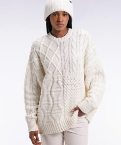 Eden Park Femme Men's Pull À Torsades En Laine Et Coton Blanc Coupe Oversized