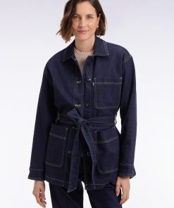 Eden Park Femme Men's Surchemise Ceinturée En Denim Stretch Brut Coupe Oversized