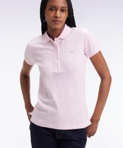 Eden Park Femme Men's Polo Manches Courtes En Coton Stretch Rose Coupe Slim