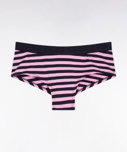 Eden Park Femme Men's Culotte Shorty En Jersey Stretch Rayée Marine Et Rose