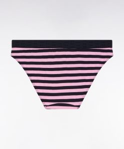 Eden Park Femme Men's Culotte En Jersey Stretch Rayée Marine Et Rose