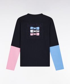 Eden Park Enfant Men's T-shirt À Manches Longues Bicolores En Coton Marine Coupe Droite