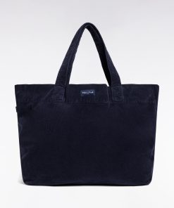 Eden Park Femme Accessoires Sac Cabas En Velours Côtelé Marine