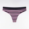 Eden Park Femme Men's Culotte Tanga En Jersey Stretch Rayée Marine Et Rose