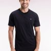 Eden Park Homme Men's T-shirt À Manches Courtes Dos Brodé En Coton Noir