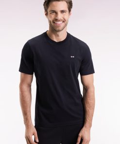Eden Park Homme Men's T-shirt À Manches Courtes Dos Brodé En Coton Noir