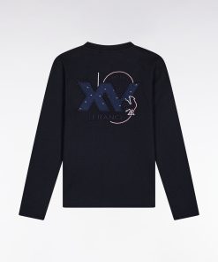 Eden Park Enfant Men's T-shirt À Manches Longues Xv De France En Coton Marine Coupe Droite