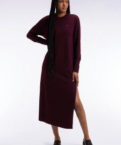 Eden Park Femme Men's Robe En Laine Mérinos Bordeaux À Col Rond