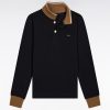 Eden Park Enfant Men's Polo À Manches Longues En Piqué Coton Noir Finitions Camel