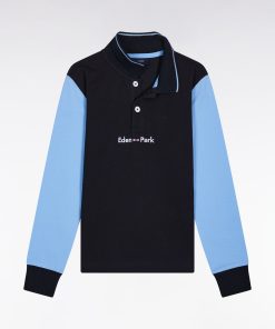 Eden Park Enfant Men's Polo À Manches Longues En Piqué Coton Bicolore Ciel