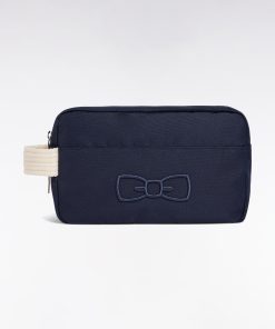 Eden Park Homme Accessoires Trousse De Toilette En Toile Marine Broderie Nœud Papillon