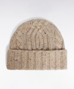 Eden Park Femme Accessoires Bonnet En Laine Vierge Et Alpaga Torsadé Beige Chiné