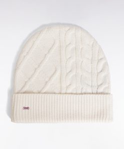 Eden Park Femme Accessoires Bonnet À Torsades En Laine Et Coton Blanc