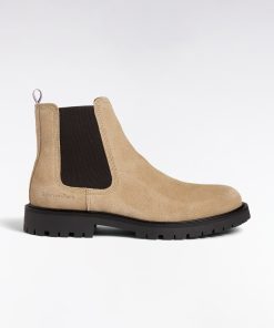 Eden Park Homme Chaussures Bottines Chelsea En Cuir Suédé Beige