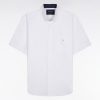 Eden Park Homme Men's Chemise À Manches Courtes Blanche Intérieur De Col Imprimé Coupe Droit