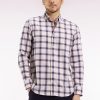 Eden Park Homme Men's Chemise À Carreaux En Coton Rose Coupe Droite