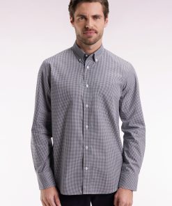 Eden Park Homme Men's Chemise Vichy En Popeline De Coton Marine Coupe Droite