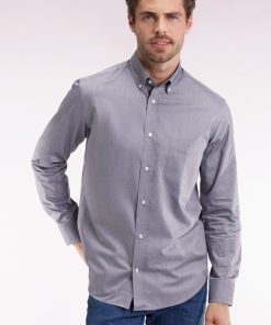 Eden Park Homme Men's Chemise En Coton Marine Coupe Droite