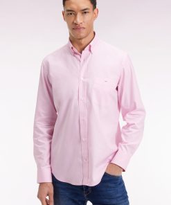 Eden Park Homme Men's Chemise En Coton Rose Coupe Droite