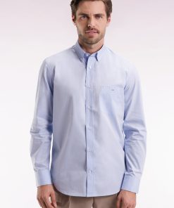 Eden Park Homme Men's Chemise En Coton Ciel À Micro-motifs Jacquard Coupe Droite