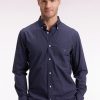 Eden Park Homme Men's Chemise En Coton Marine À Micro-motifs Nœuds Papillon Coupe Droite