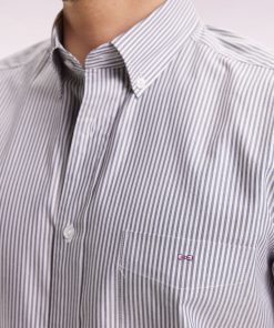 Eden Park Homme Men's Chemise Rayée En Coton Marine Coupe Droite