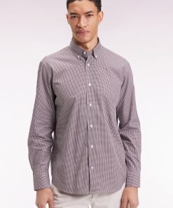 Eden Park Homme Men's Chemise Vichy En Popeline De Coton Bordeaux Coupe Droite