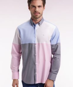 Eden Park Homme Men's Chemise En Coton À Motif Quatre Couleurs Coupe Droite