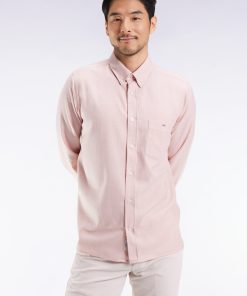 Eden Park Homme Men's Chemise En Flanelle Rose Coupe Droite
