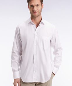 Eden Park Homme Men's Chemise En Coton Pima Stretch Blanche Coupe Droite