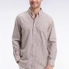 Eden Park Homme Men's Chemise En Coton À Carreaux Beige Coupe Droite