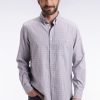 Eden Park Homme Men's Chemise En Coton À Carreaux Gris Coupe Droite