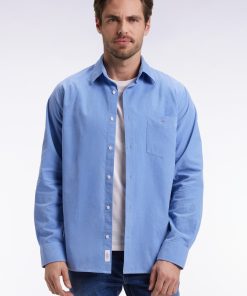 Eden Park Homme Men's Chemise En Velours Ciel Coupe Droite